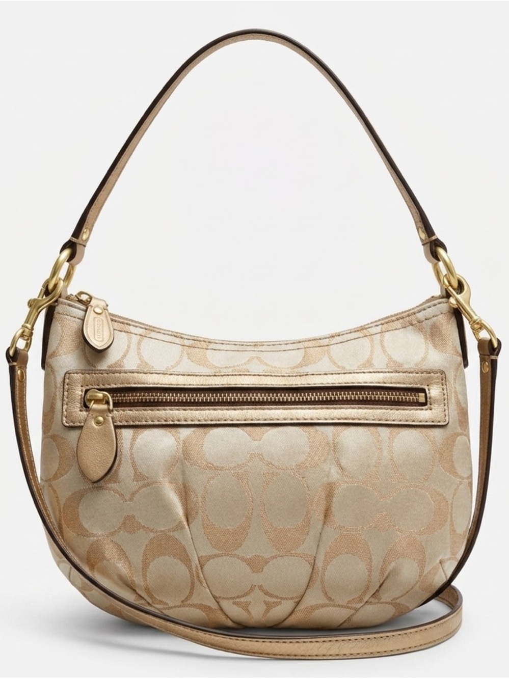 ✨Coach Tan Signature Canvas Shoulder Bag with Gold Hardware✨